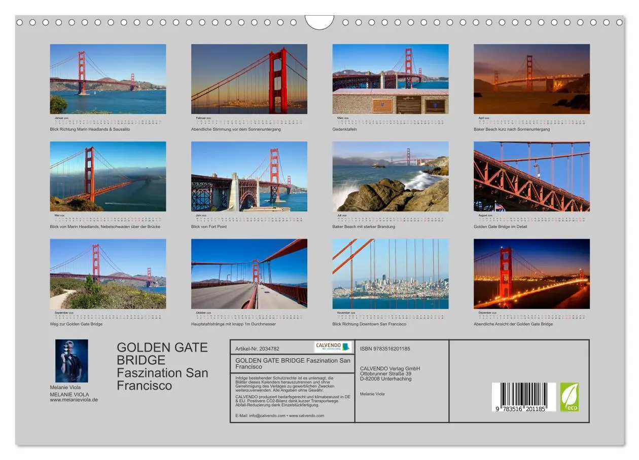 Bild: 9783516201185 | GOLDEN GATE BRIDGE Faszination San Francisco (Wandkalender 2026 DIN...