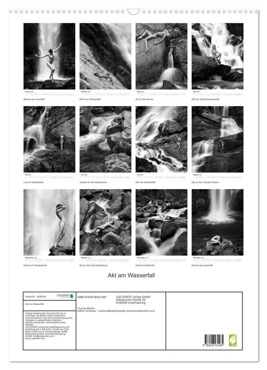 Bild: 9783516431285 | Akt am Wasserfall (Wandkalender 2026 DIN A2 hoch), CALVENDO...