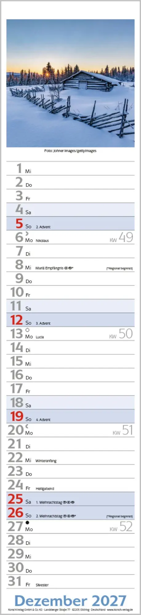 Bild: 9783819301285 | Augenblicke Langplaner 2027 | Langplaner | Verlag Korsch | Kalender