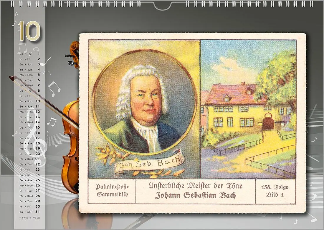 Bild: 9783969031285 | Komponisten-Kalender, Bach-Kalender, Musik-Kalender 2026, DIN A3 | Jr.