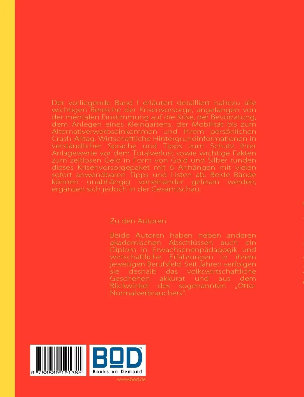 Rückseite: 9783839191385 | Praktischer Wegweiser für die Weltwirtschaftskrise - Band I | Buch