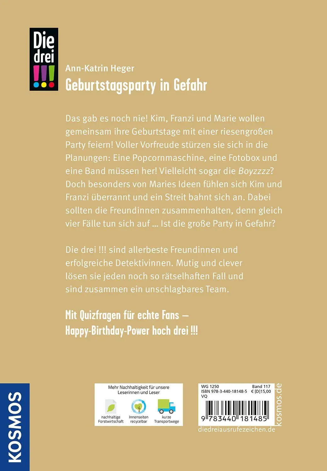 Bild: 9783440181485 | Die drei !!!, 117, Geburtstagsparty in Gefahr | Ann-Katrin Heger