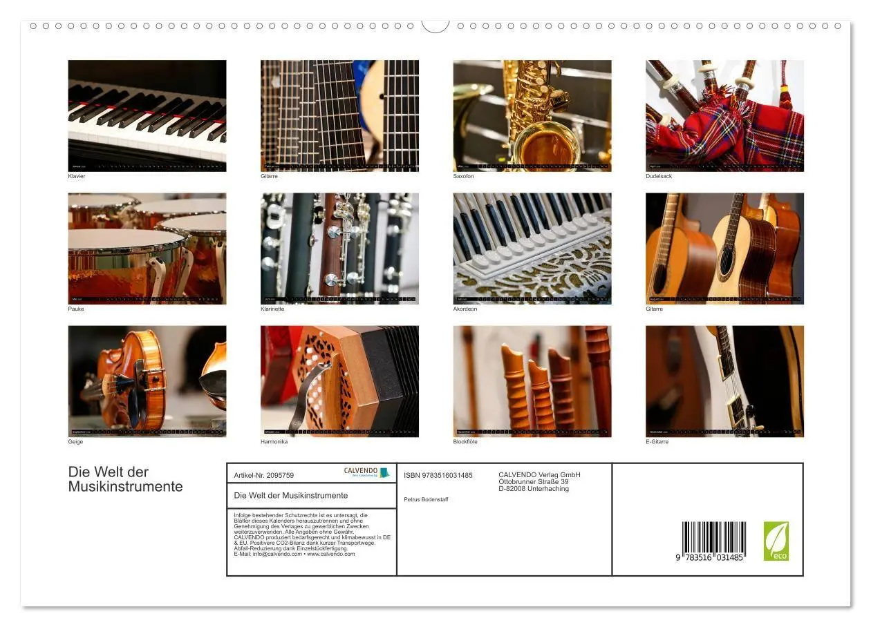 Bild: 9783516031485 | Die Welt der Musikinstrumente (hochwertiger Premium Wandkalender...