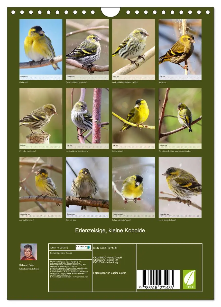 Bild: 9783516271485 | Erlenzeisige, kleine Kobolde (Wandkalender 2026 DIN A4 hoch),...