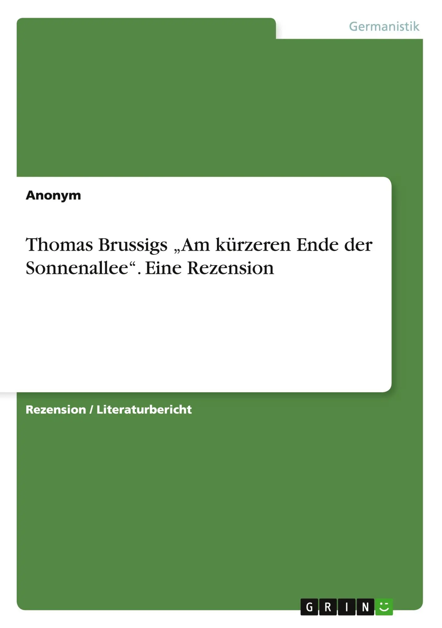 Cover: 9783668051485 | Thomas Brussigs "Am kürzeren Ende der Sonnenallee". Eine Rezension