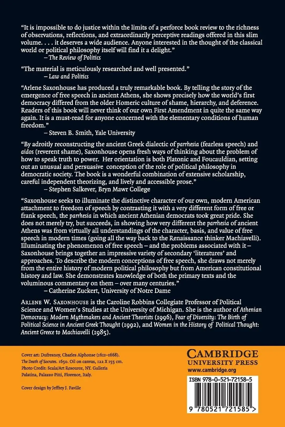 Rückseite: 9780521721585 | Free Speech and Democracy in Ancient Athens | Arlene W. Saxonhouse