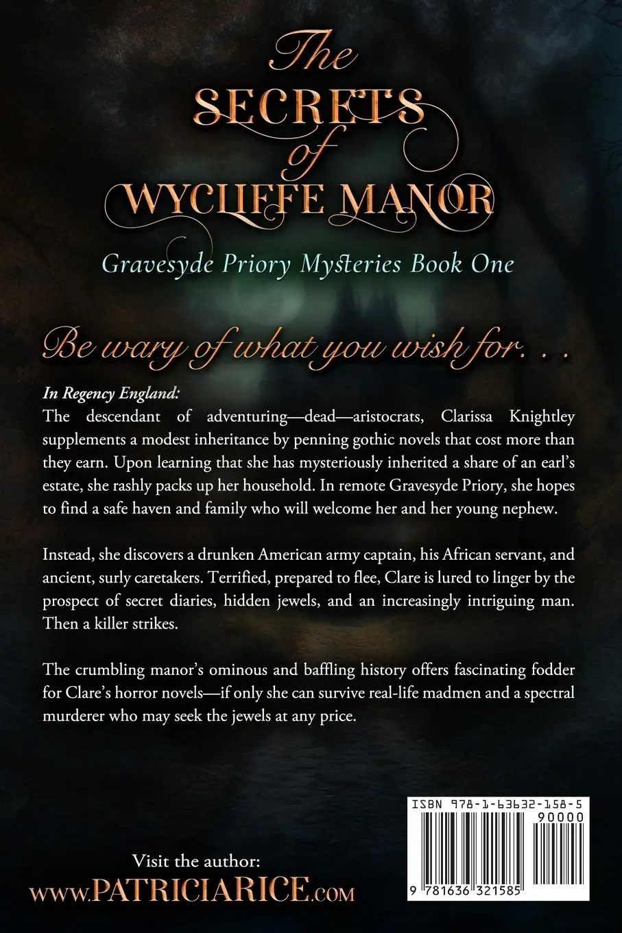 Rückseite: 9781636321585 | The Secrets of Wycliffe Manor | Patricia Rice | Taschenbuch | Englisch