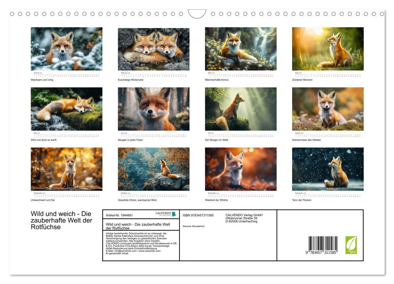 Bild: 9783457311585 | Wild und weich - Die zauberhafte Welt der Rotfüchse (Wandkalender...