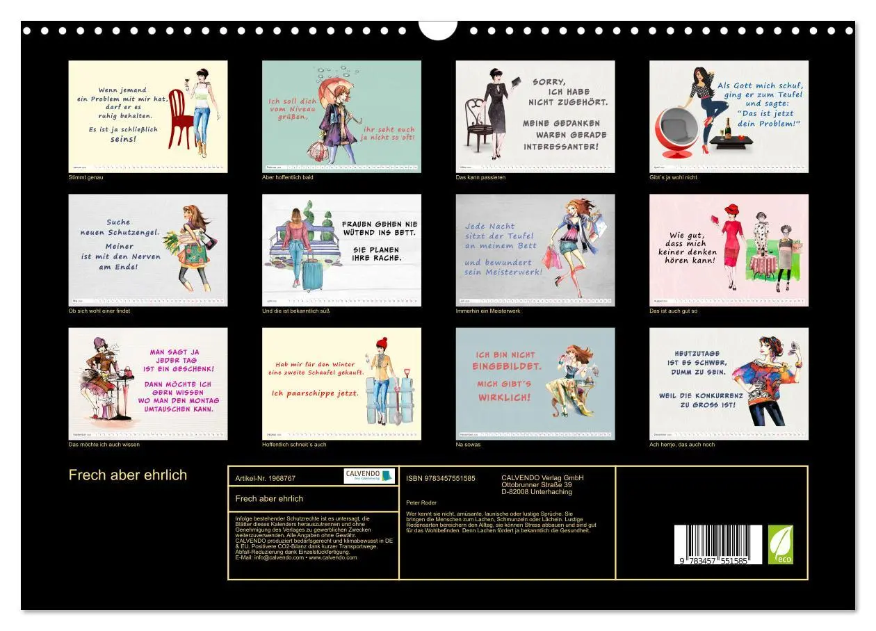 Bild: 9783457551585 | Frech aber ehrlich (Wandkalender 2026 DIN A3 quer), CALVENDO...