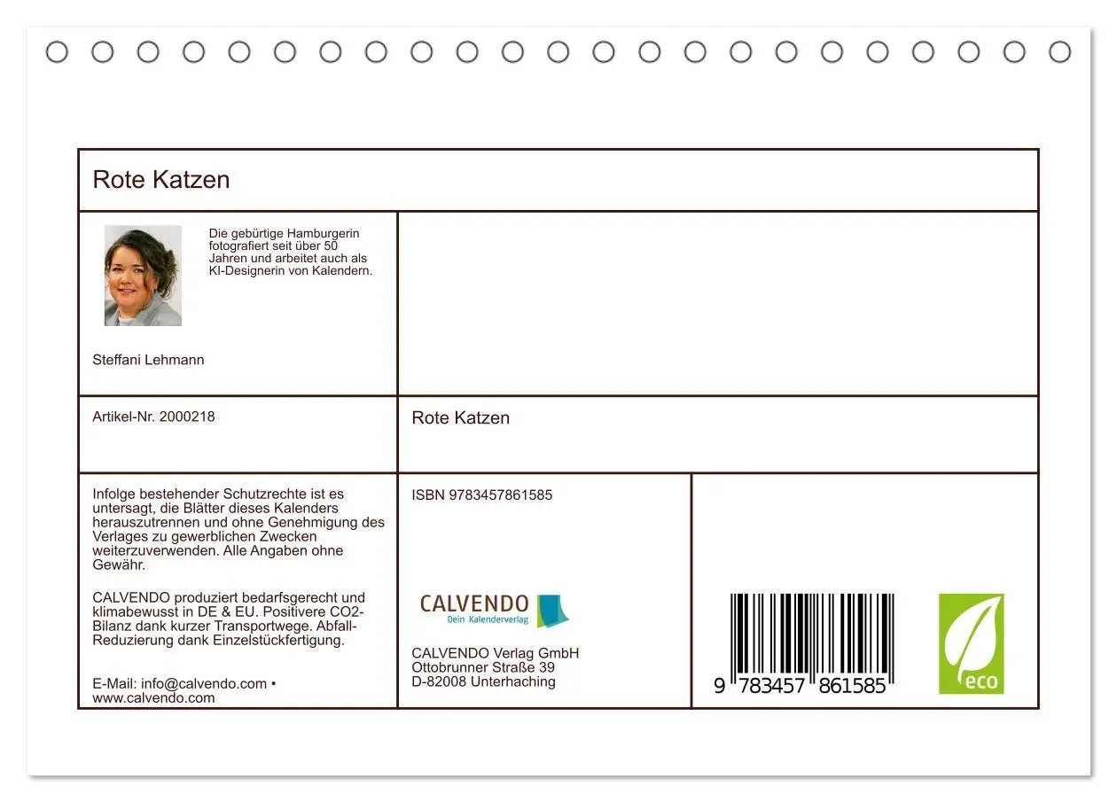 Bild: 9783457861585 | Rote Katzen (Tischkalender 2026 DIN A5 quer), CALVENDO Monatskalender