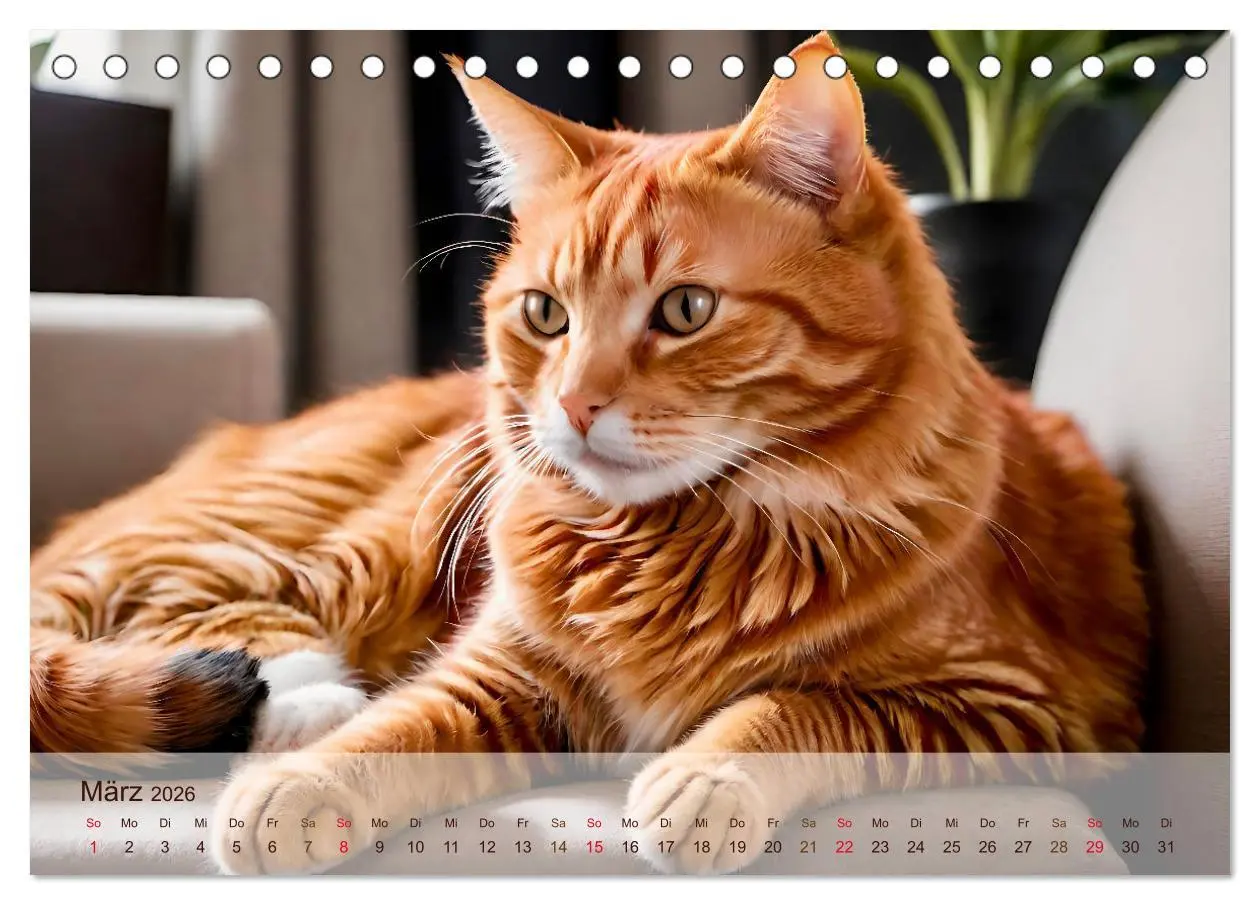 Bild: 9783457861585 | Rote Katzen (Tischkalender 2026 DIN A5 quer), CALVENDO Monatskalender