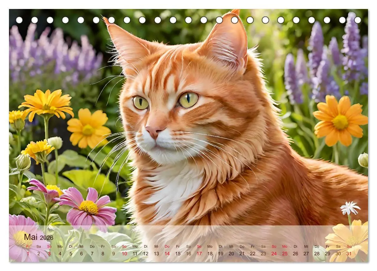 Bild: 9783457861585 | Rote Katzen (Tischkalender 2026 DIN A5 quer), CALVENDO Monatskalender