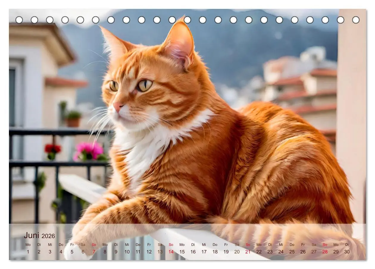 Bild: 9783457861585 | Rote Katzen (Tischkalender 2026 DIN A5 quer), CALVENDO Monatskalender
