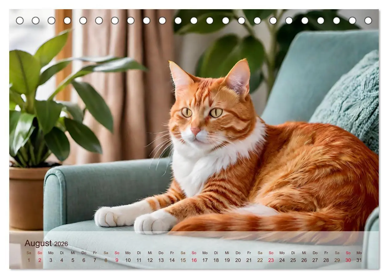 Bild: 9783457861585 | Rote Katzen (Tischkalender 2026 DIN A5 quer), CALVENDO Monatskalender