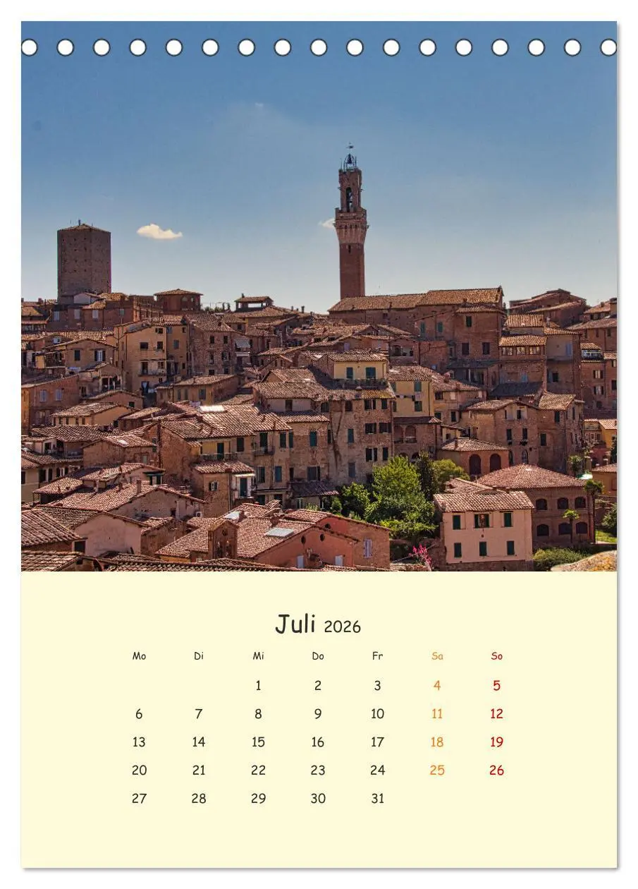 Bild: 9783516331585 | Siena - Impressionen (Tischkalender 2026 DIN A5 hoch), CALVENDO...