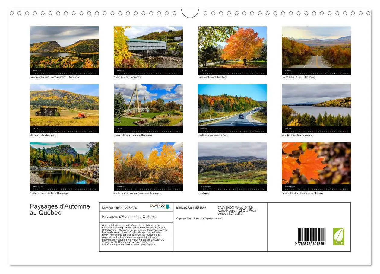 Bild: 9783516571585 | Paysages d'Automne au Québec (Calendrier mural 2026 DIN A3...