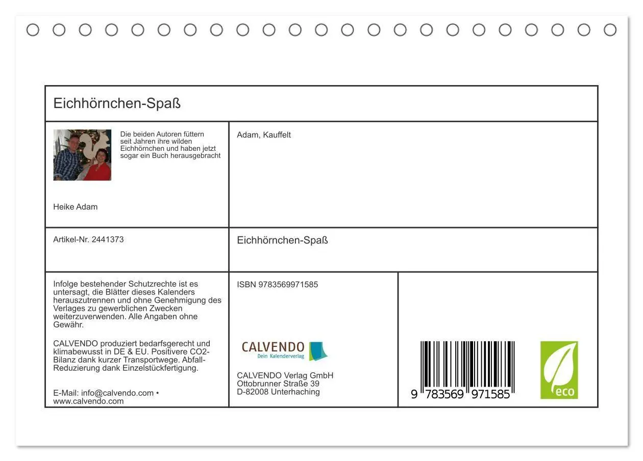 Bild: 9783569971585 | Eichhörnchen-Spaß (Tischkalender 2027 DIN A5 quer), CALVENDO...