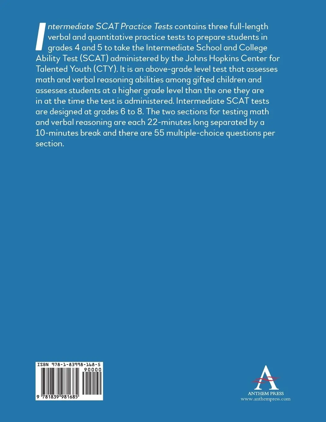 Rückseite: 9781839981685 | Intermediate SCAT Practice Tests | Anthem Press | Taschenbuch | 2021