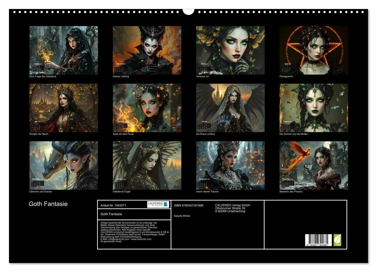 Bild: 9783457301685 | Goth Fantasie (Wandkalender 2026 DIN A2 quer), CALVENDO Monatskalender