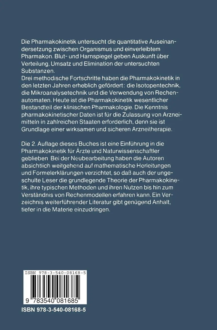 Rückseite: 9783540081685 | Pharmakokinetik | Eine Einführung | Erich Gladtke (u. a.) | Buch | xii