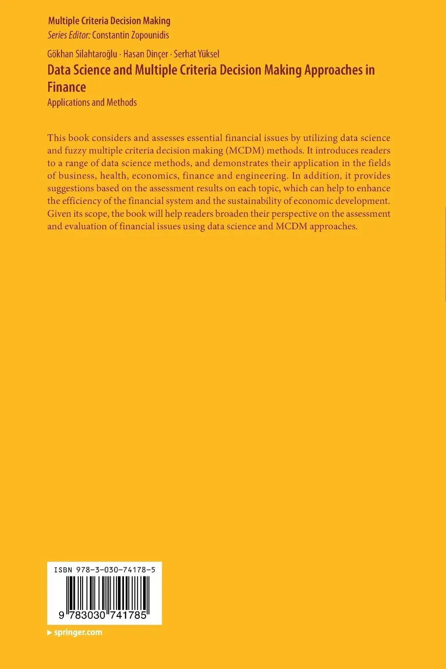 Rückseite: 9783030741785 | Data Science and Multiple Criteria Decision Making Approaches in...