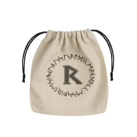 Cover: 5907814951885 | Runic Beige &amp; black Dice Bag | Dice Bag | QWORUN01 | Q-Workshop