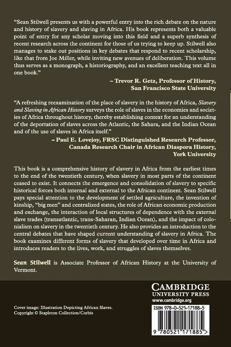 Rückseite: 9780521171885 | Slavery and Slaving in African History | Sean Stilwell | Taschenbuch