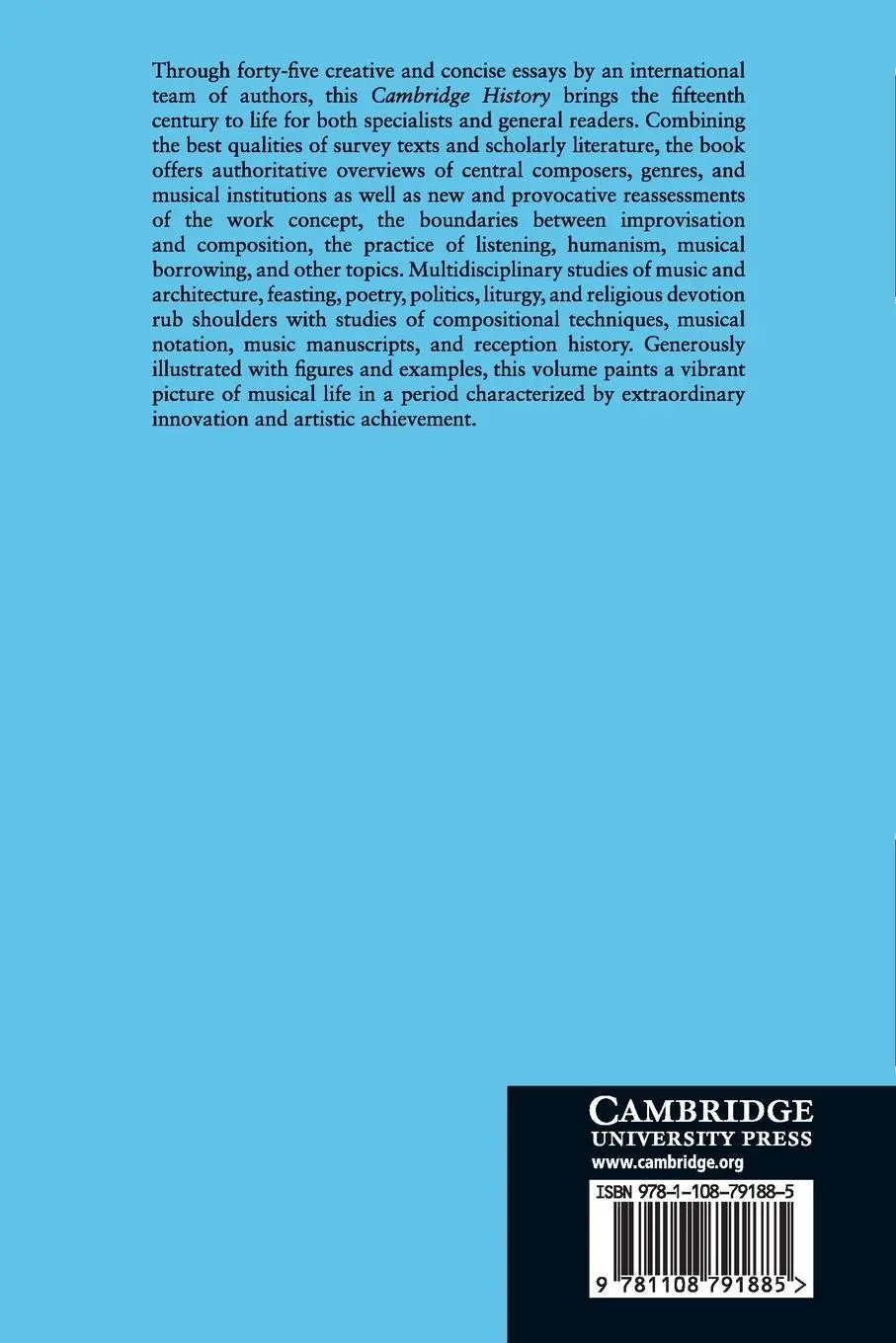 Rückseite: 9781108791885 | The Cambridge History of Fifteenth-Century Music | Berger (u. a.)