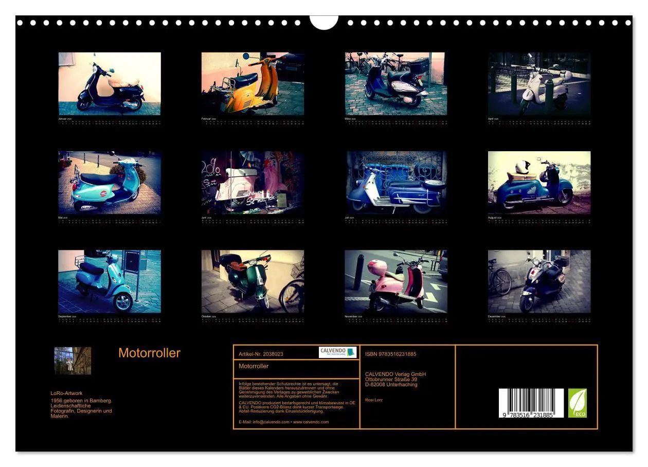 Bild: 9783516231885 | Motorroller (Wandkalender 2026 DIN A3 quer), CALVENDO Monatskalender