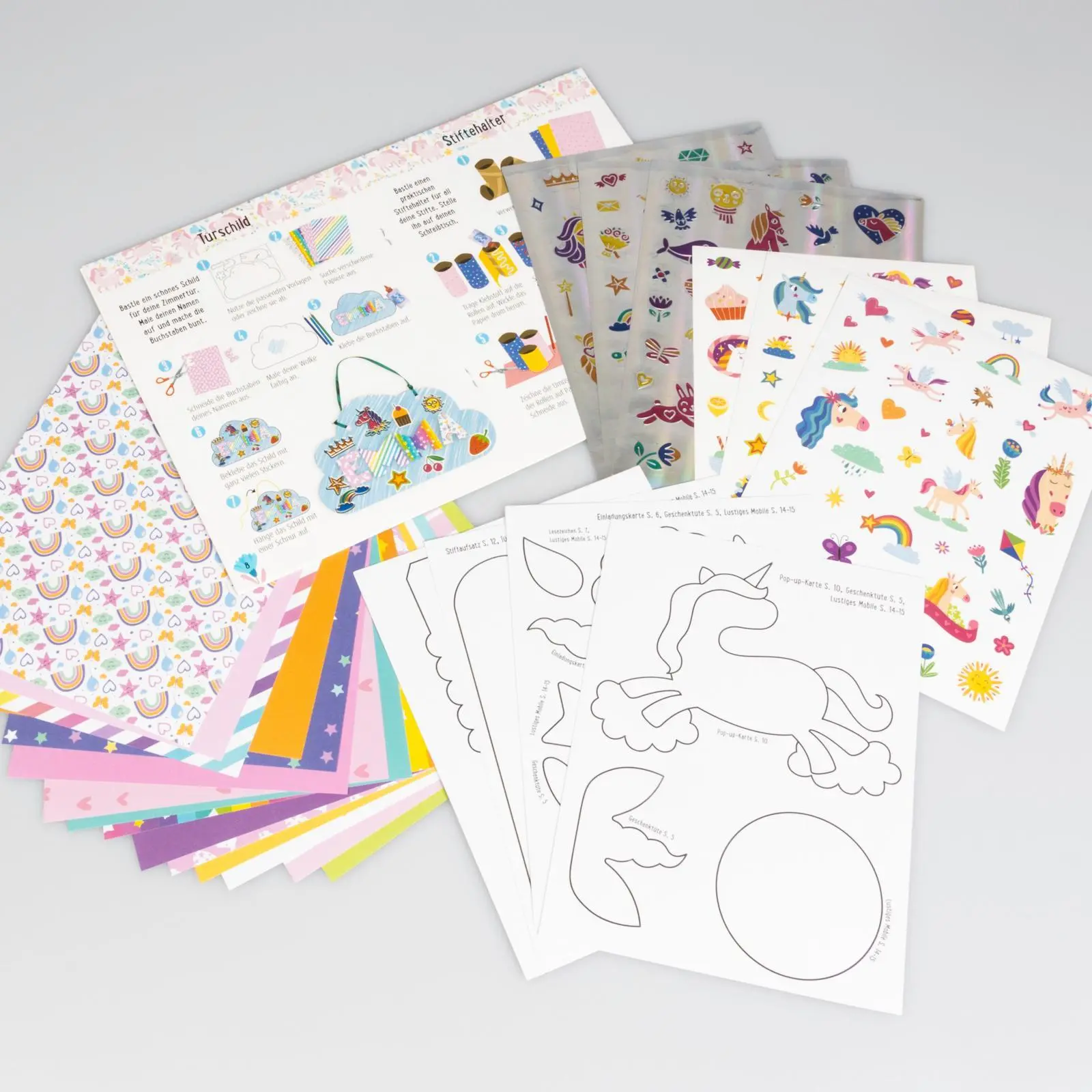 Bild: 9783551191885 | Bastelset für Kinder: Sticker-Bastelset: Glitzer-Einhörner | Poitier