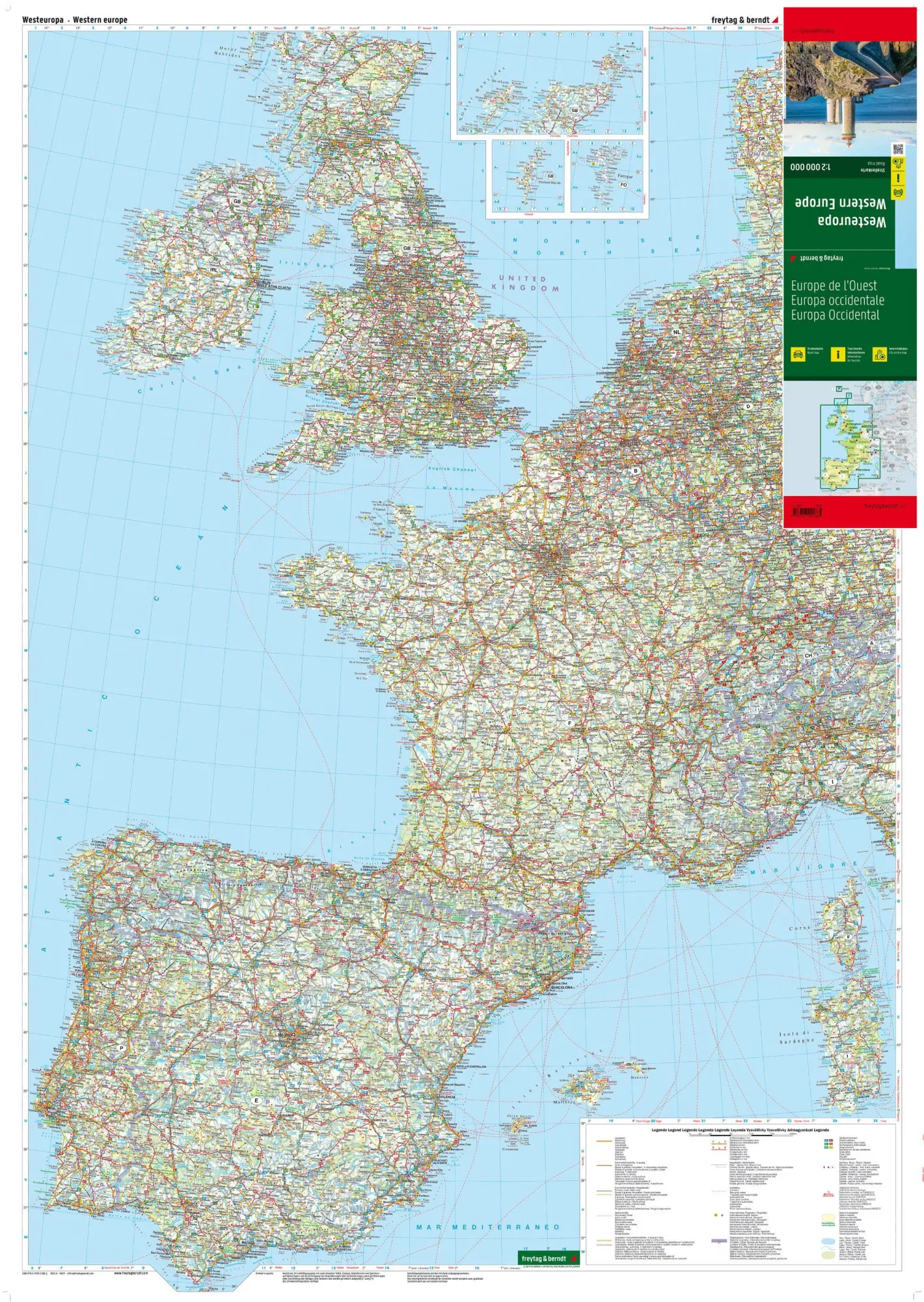 Bild: 9783707921885 | freytag &amp; berndt Straßenkarte Westeuropa 1:2 Mio. | Innenstadtpläne