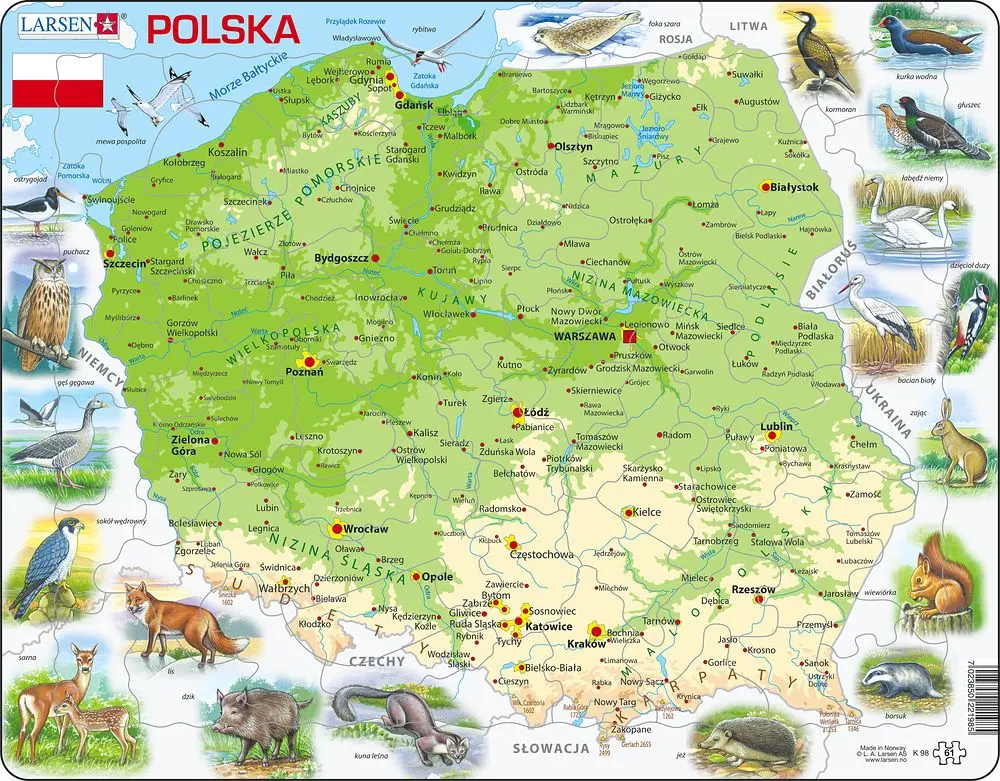Cover: 7023850221985 | Puzzle - Polen mit Tieren | Puzzle | Larsen | EAN 7023850221985