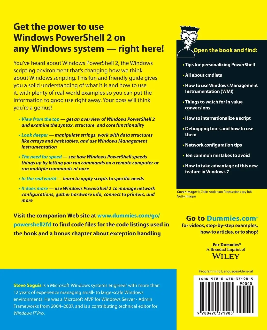 Rückseite: 9780470371985 | Windows Powershell 2 for Dummies | Steve Seguis | Taschenbuch | 416 S.