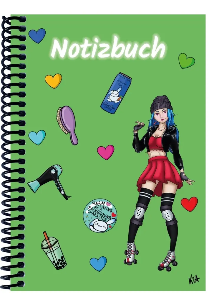 A 4 Notizbuch Manga Enora, grün, kariert