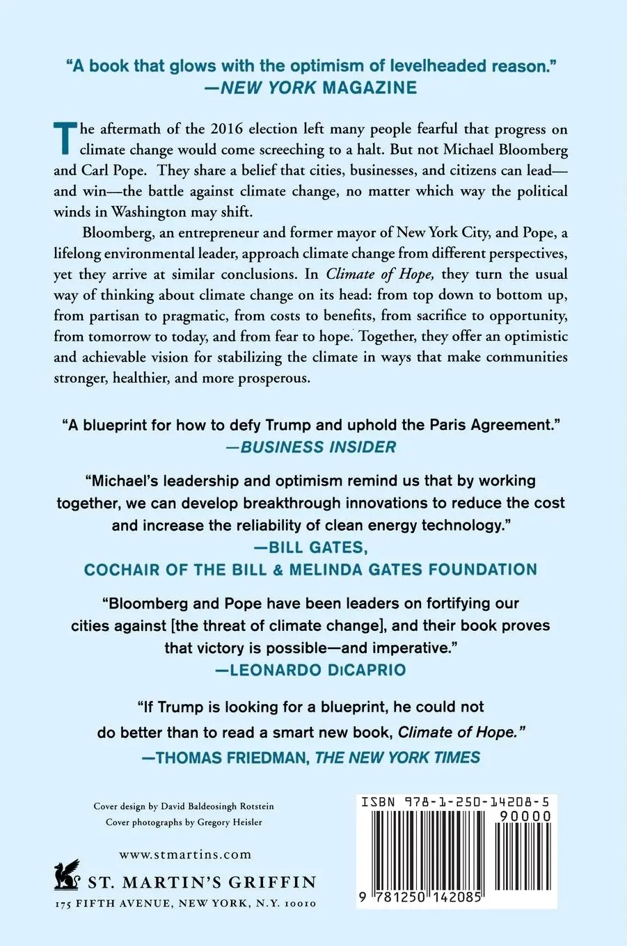 Rückseite: 9781250142085 | Climate of Hope | Michael Bloomberg | Taschenbuch | Englisch | 2018