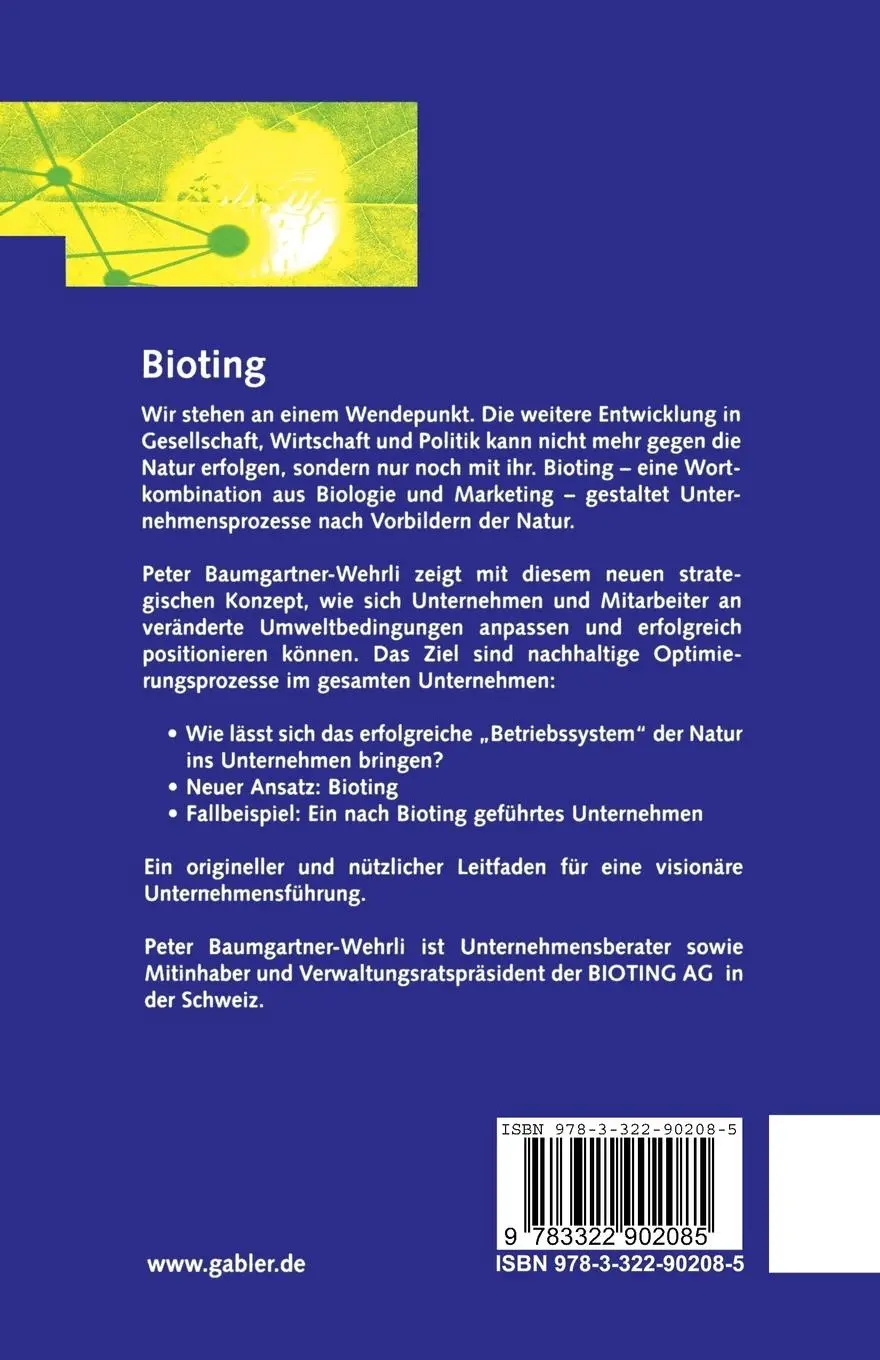 Rückseite: 9783322902085 | Bioting | Peter Baumgartner-Wehrli | Taschenbuch | 206 S. | Deutsch