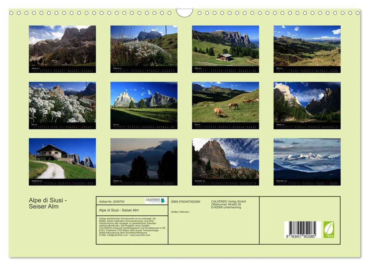 Bild: 9783457952085 | Alpe di Siusi - Seiser Alm (Wandkalender 2026 DIN A3 quer),...