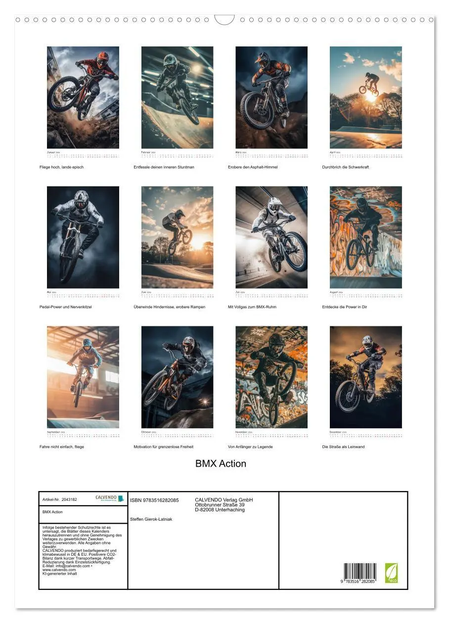 Bild: 9783516282085 | BMX Action (Wandkalender 2026 DIN A2 hoch), CALVENDO Monatskalender