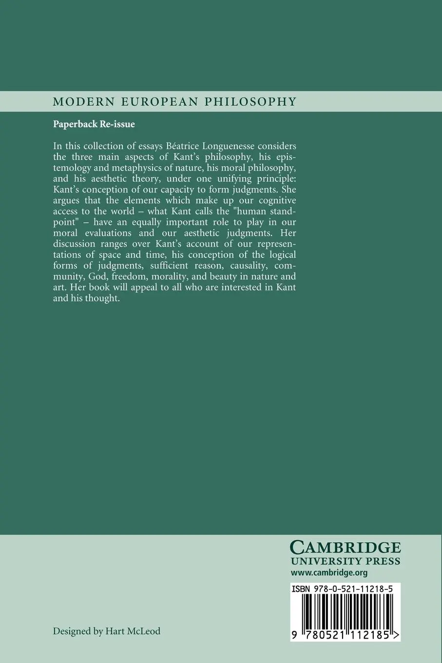 Rückseite: 9780521112185 | Kant on the Human Standpoint | Beatrice Longuenesse (u. a.) | Buch