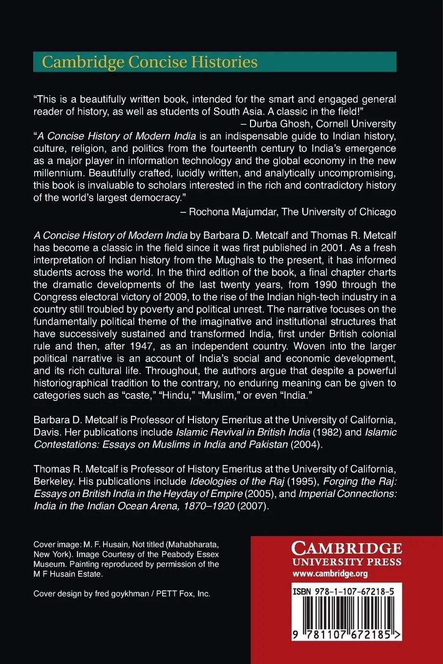 Rückseite: 9781107672185 | A Concise History of Modern India | Barbara Metcalf (u. a.) | Buch