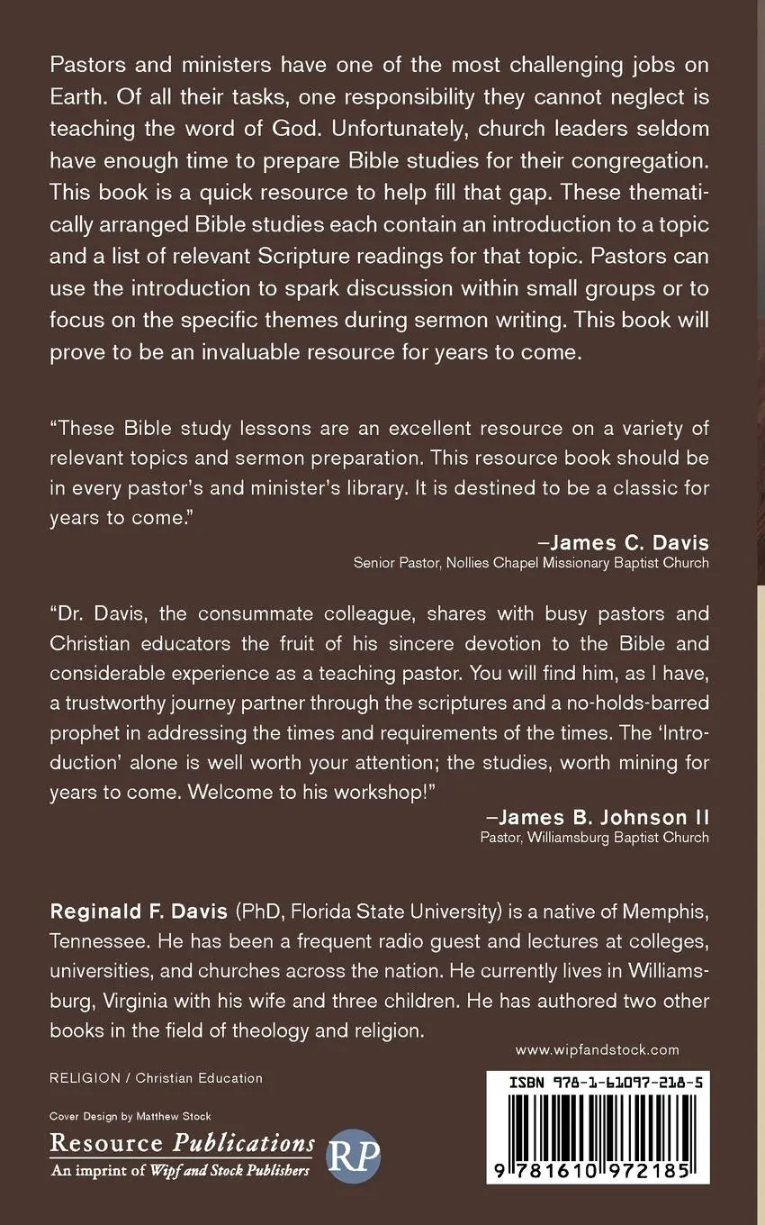 Rückseite: 9781610972185 | Bible Study for Busy Pastors and Ministers | Reginald F. Davis | Buch
