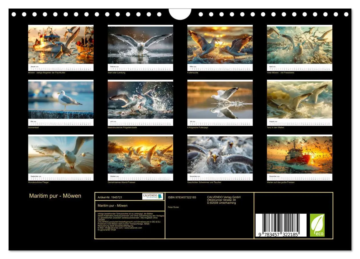 Bild: 9783457322185 | Maritim pur - Möwen (Wandkalender 2026 DIN A4 quer), CALVENDO...