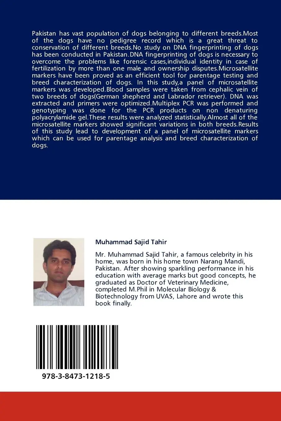 Rückseite: 9783847312185 | Parentage Analysis And Breed Characterization Of Dogs | Tahir (u. a.)