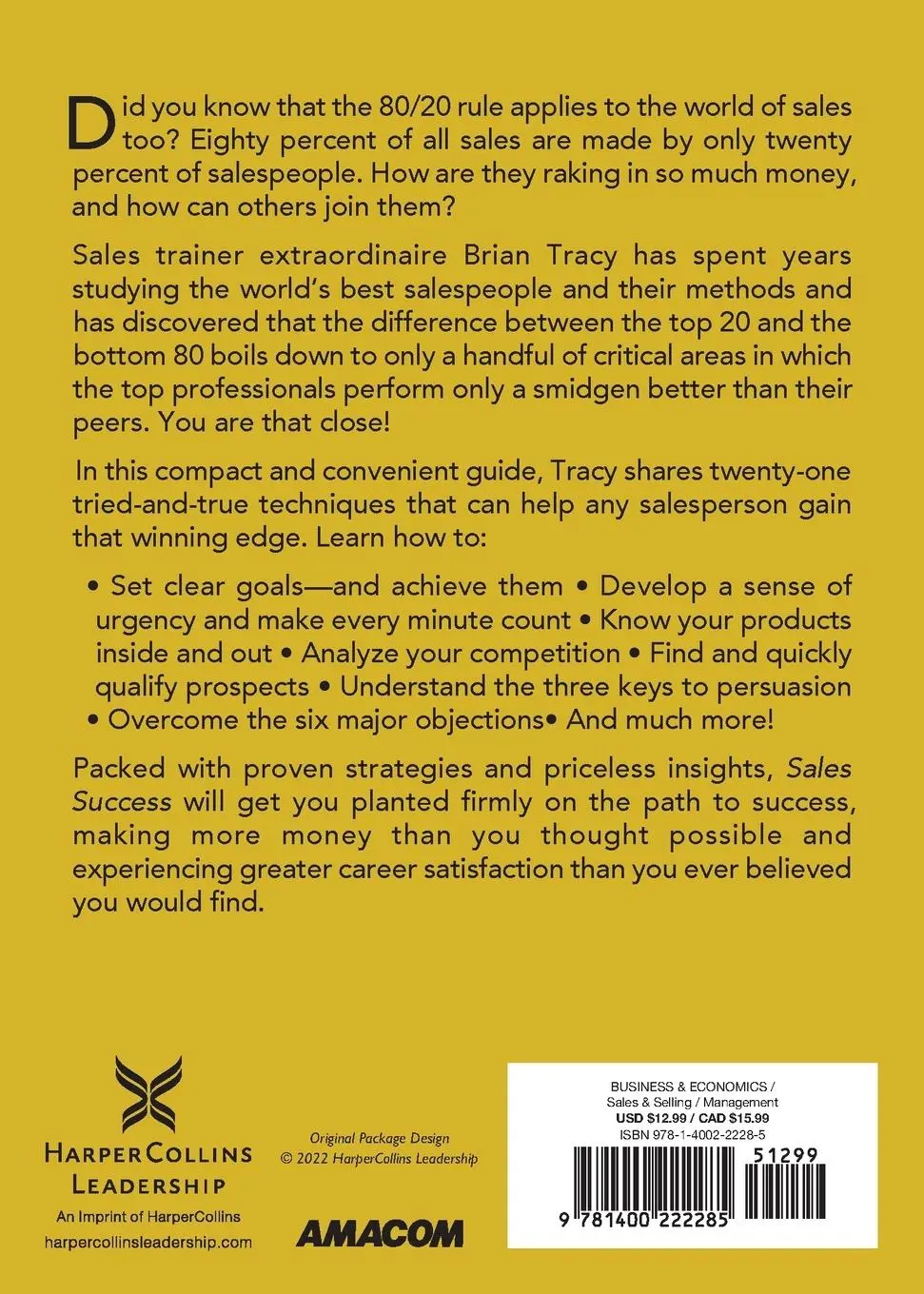 Rückseite: 9781400222285 | Sales Success | Brian Tracy | Taschenbuch | Kartoniert / Broschiert