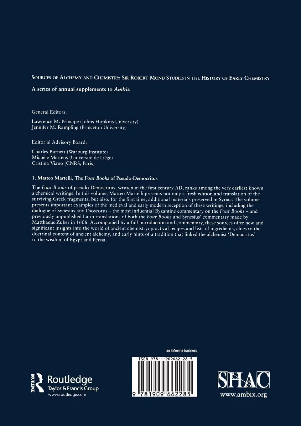 Rückseite: 9781909662285 | The Four Books of Pseudo-Democritus | Matteo Martelli | Taschenbuch