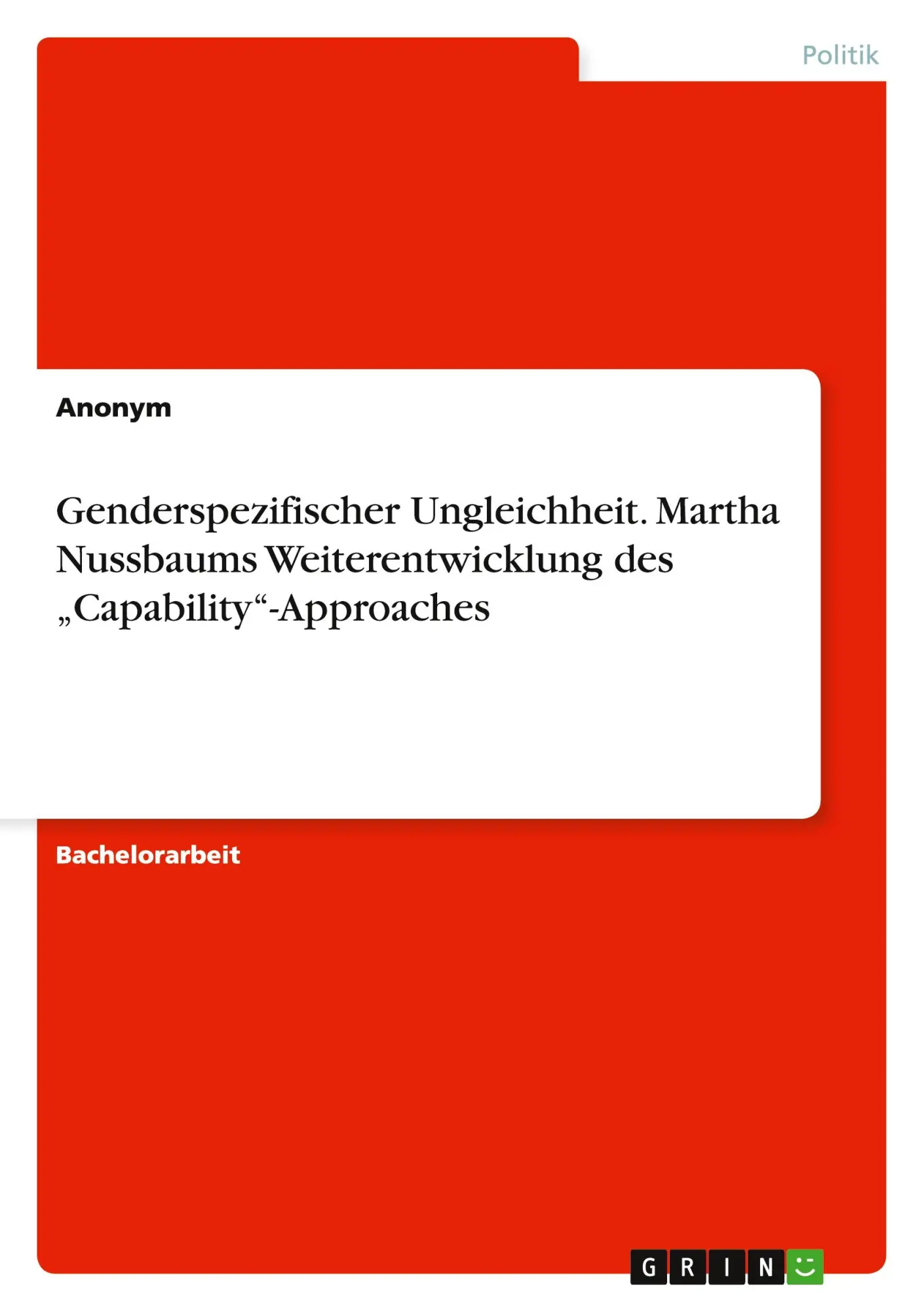 Cover: 9783668042285 | Genderspezifischer Ungleichheit. Martha Nussbaums Weiterentwicklung...