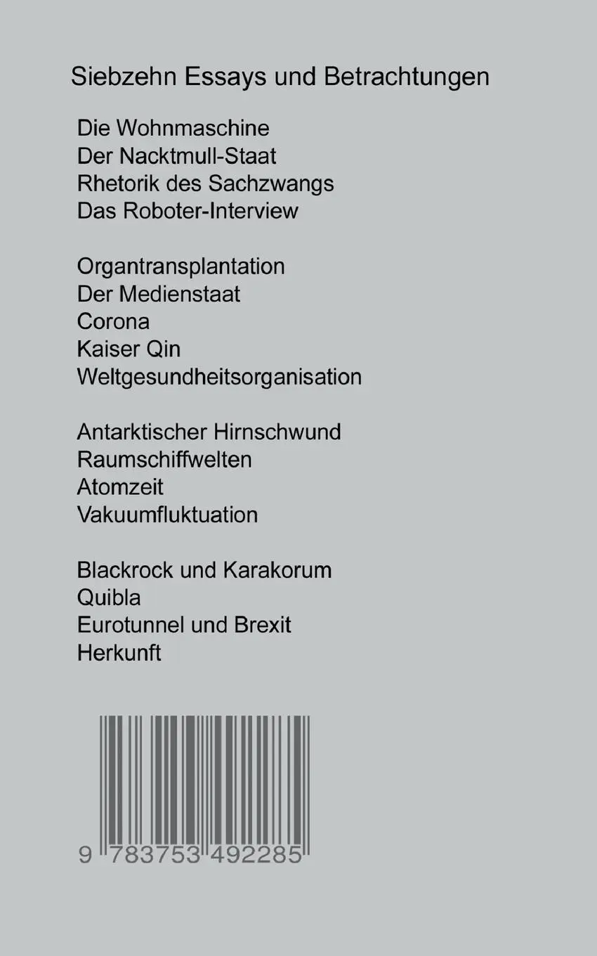 Rückseite: 9783753492285 | Die Wohnmaschine | Essays und Betrachtungen | Herbert Weiler | Buch