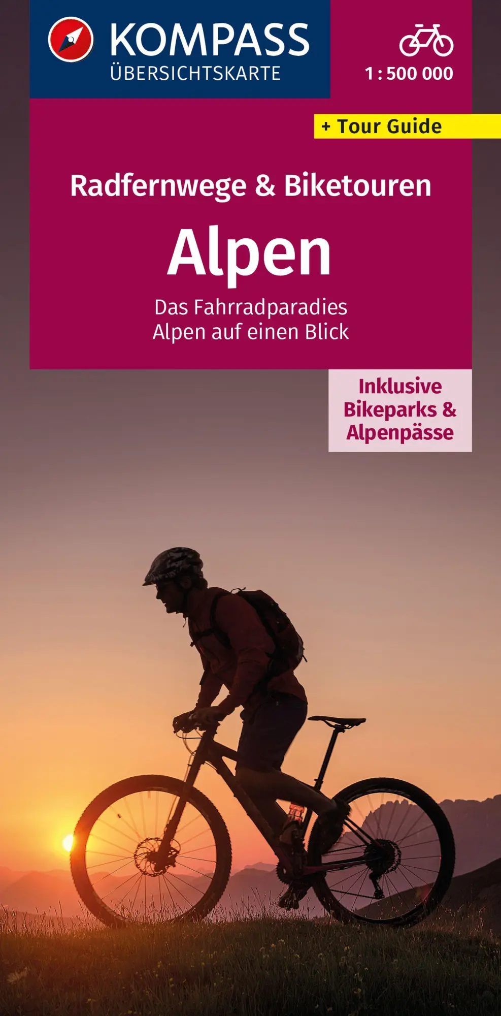 Cover: 9783991542285 | KOMPASS Radfernwegekarte Radfernwege &amp; Biketouren Alpen -...