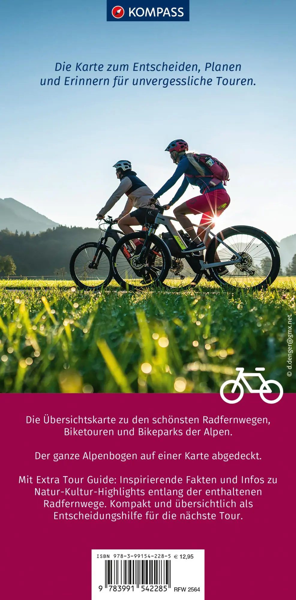 Rückseite: 9783991542285 | KOMPASS Radfernwegekarte Radfernwege &amp; Biketouren Alpen -...