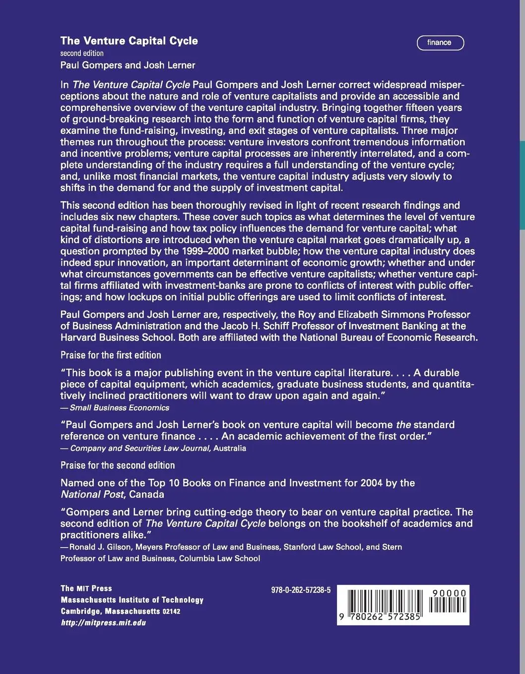 Rückseite: 9780262572385 | The Venture Capital Cycle, second edition | Paul Gompers (u. a.)
